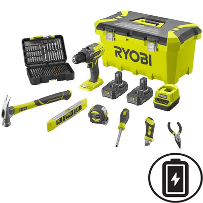 Ryobi r18pd3-220tah impact drill 18v 2 batteries 2ah toolbox, , medium