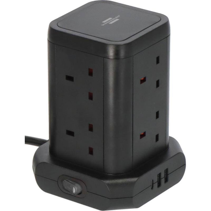 Brennenstuhl extension tower 8g 2 USB c + 1c - black, , medium-null