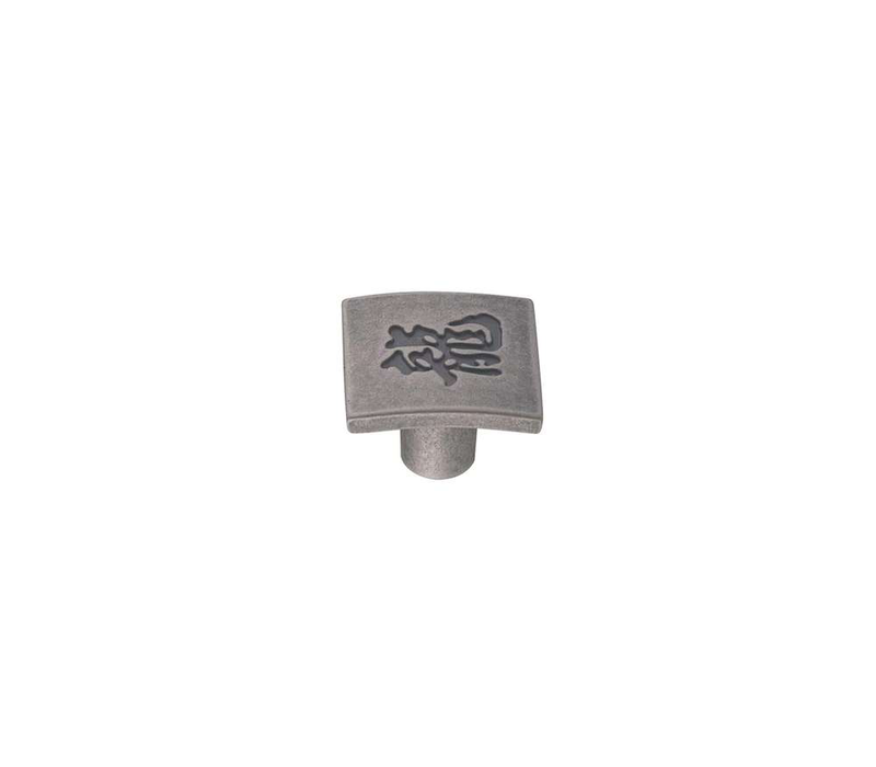 Furniture knob b beauty 25x25mm old iron with carving chinese, , medium image number null