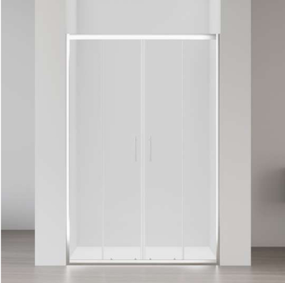 Sliding shower cabin 2 fixed & 2 sliding glasses clear glass, Chrome, medium