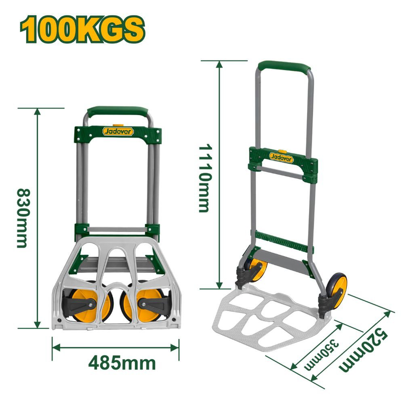 Product image: Jadever αναδιπλούμενο χειροκίνητο καρότσι μεταφοράς 100kg 175mm με ανθεκτικούς τροχούς & μαλακή λαβή jdwb9a10, , medium-null
