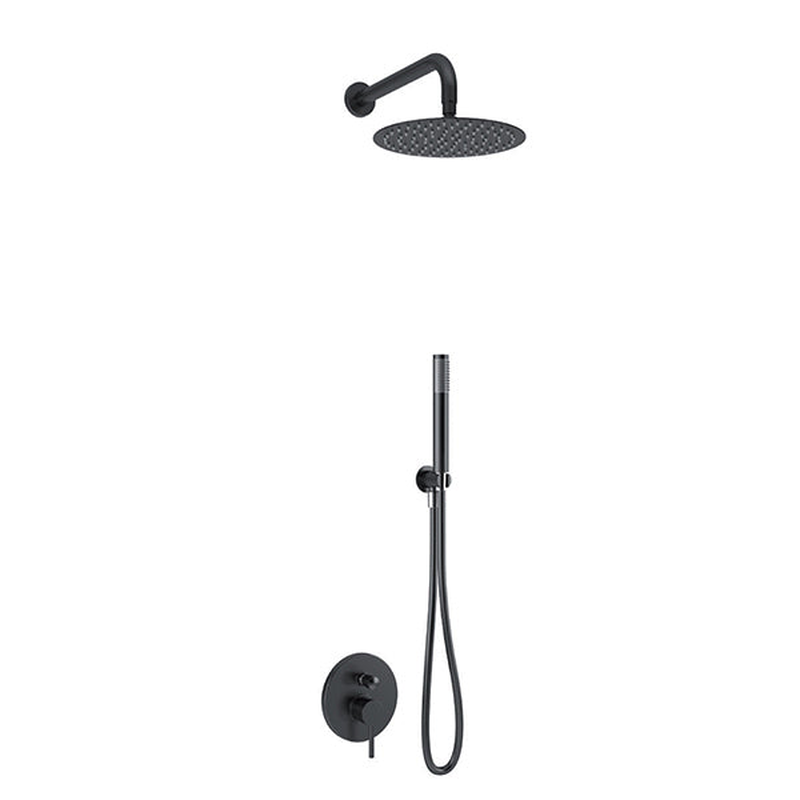 Incasso black round built-in complete shower mixer, , medium image number null