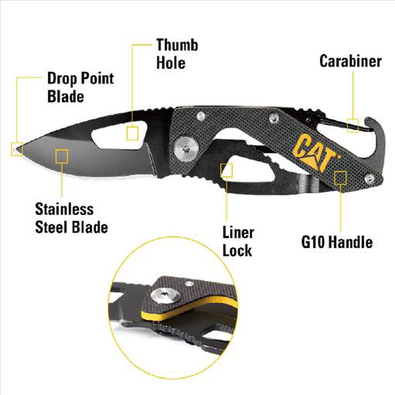 Cat 106313 13.3cm folding pocket buddy with carabiner, , medium-null