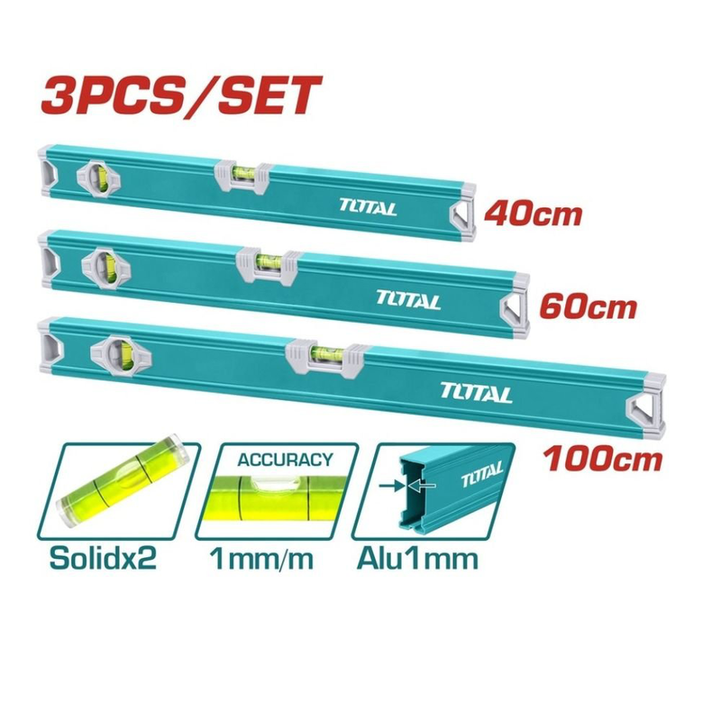 Product image: Total σετ αλφάδια αλουμινίου 3 τεμαχίων 40/60/100cm, , medium-null