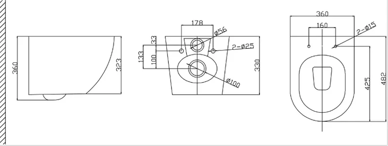 Naxos rimless wall hung toilet, , medium image number null
