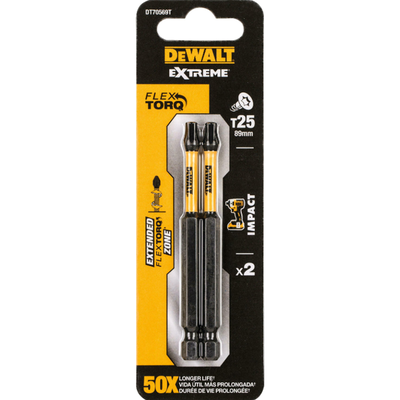 De- impact torsion bits- t25-89mm 2 pcs flextorq, , medium