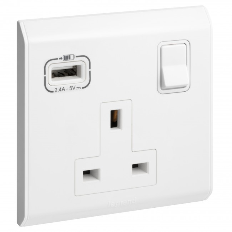 Product image: Legrand 617658 belanko s 13a 1gang  socket + USB, , medium-null