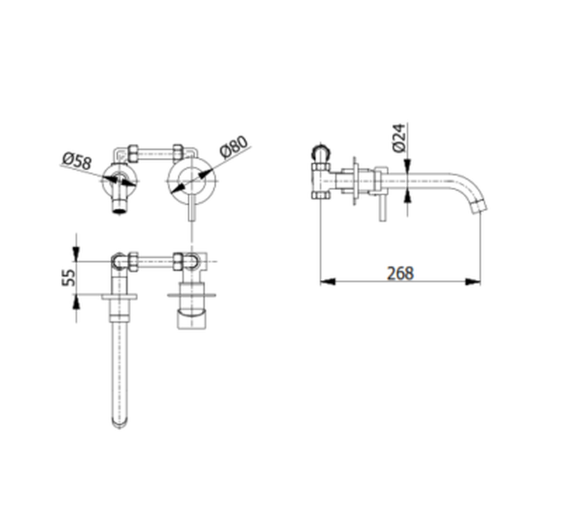 Product image: Spike chrome built-in basin mixer chrome, , medium-null