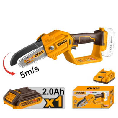 Ingco 20v mini chainsaw 5" set - orange, , medium