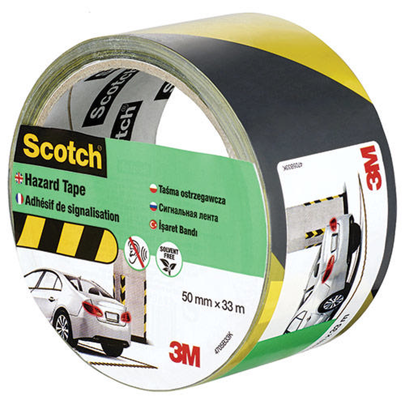 3m scotch hazard tape 50mm x 33m black/ yellow-null