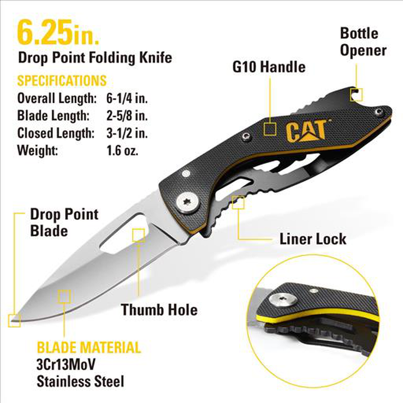 Product image: Cat 105966 3pcs xl multi tool , knife and keychain yellow, , medium-null