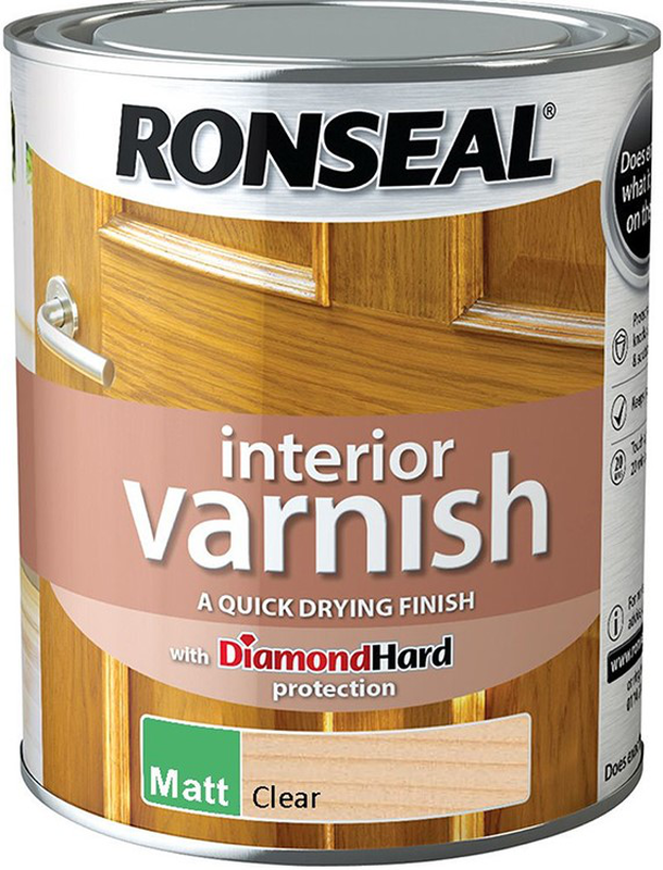 Ronseal&reg; interior varnish quick drying diamond hard - matt clear 0.75l, , medium-null