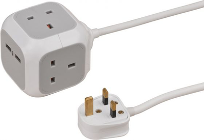 Brennenstuhl cube 3m 3plugs 2USB, , medium