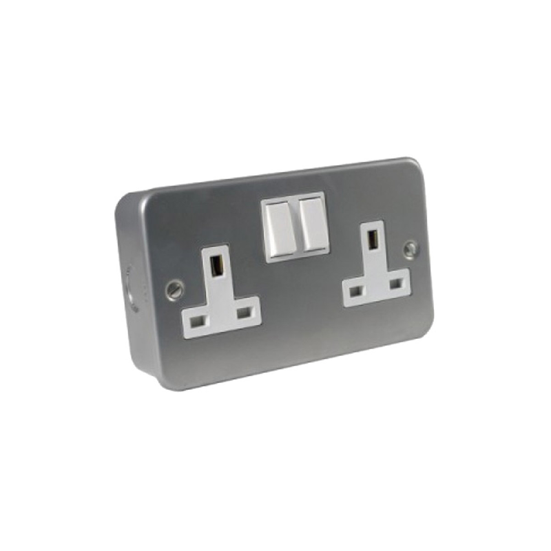 Wall socket 13a with 2 gangs metalic covering, , medium image number null