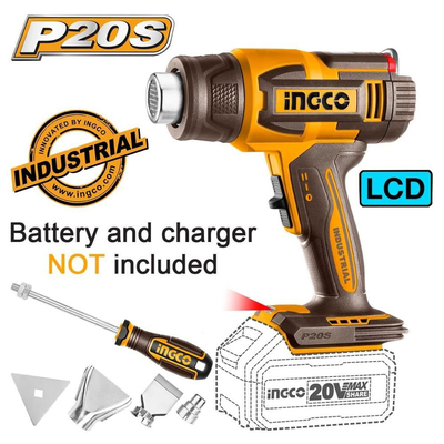 Ingco πιστόλι θερμού αέρα μπαταρίας 20v με οθόνη lcd solo, , medium