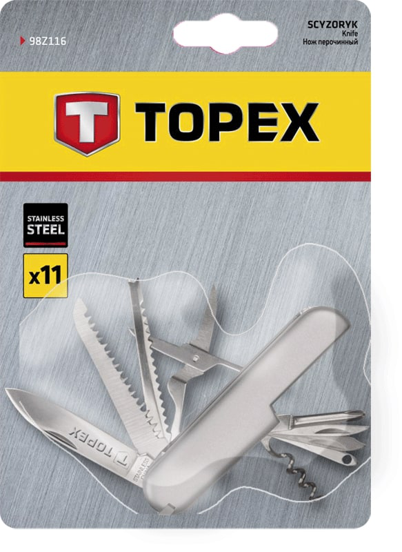 Product image: Topex μαχαιρι τσεπης από ανοξειδωτο ατσαλι με 11 λεπιδες, , medium-null