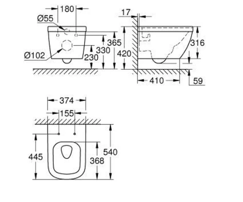 Product image: Grohe euro ceramic wall hung wc complete, , medium-null