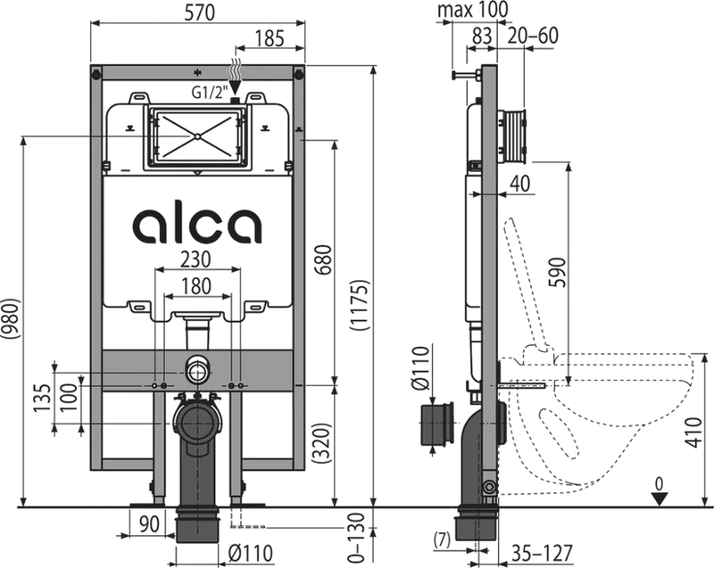 Pre-wall installation system for gypsum board for wall hung wc slim, , medium image number null