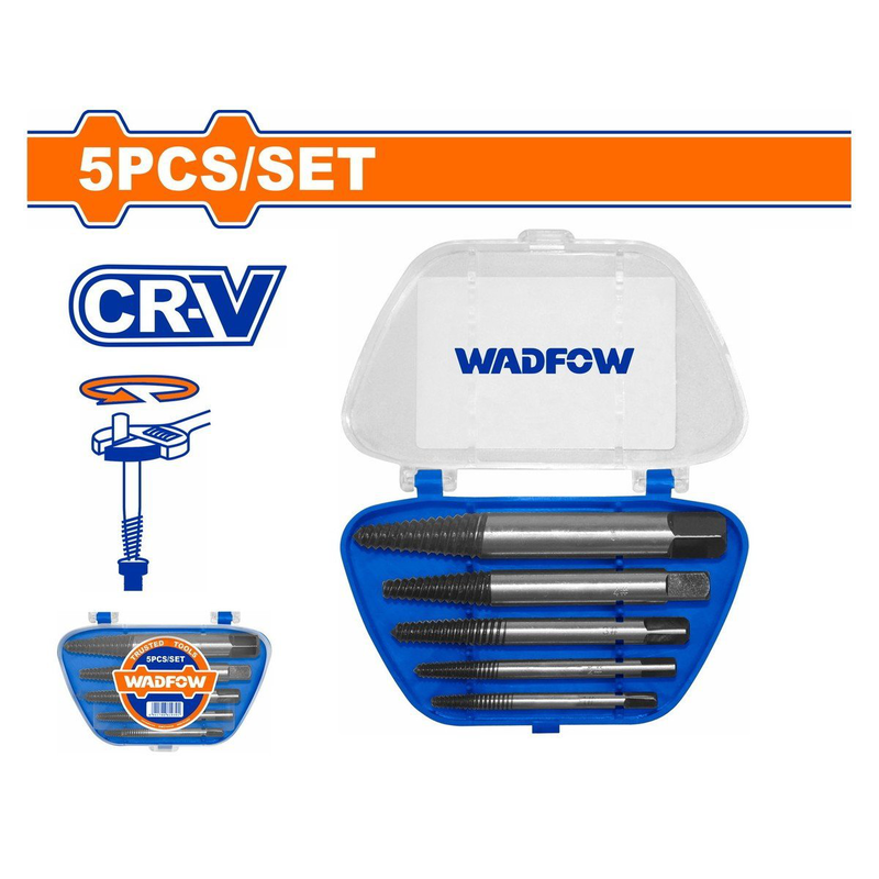 Product image: Wadfow σετ εξωλκείς βιδών 5 τεμαχίων υψηλής αντοχής cr-v με χοντρό πάσο wcq13b01, , medium-null
