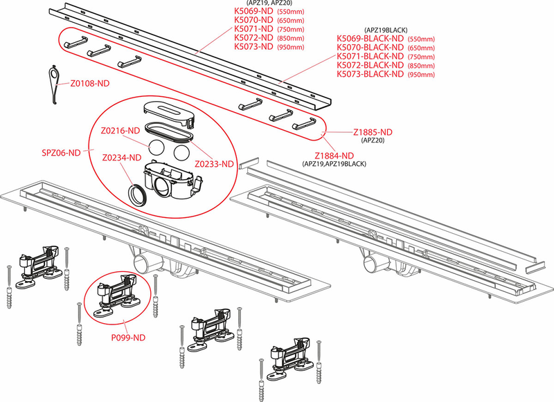 Shower drain with an edge for two-sided grid-null