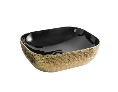 Lea black/gold art basin 505x405x135mm, , medium