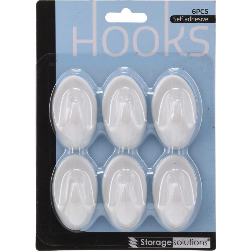 Storage solutions adhesive hooks white - assorted sizes, , medium-null