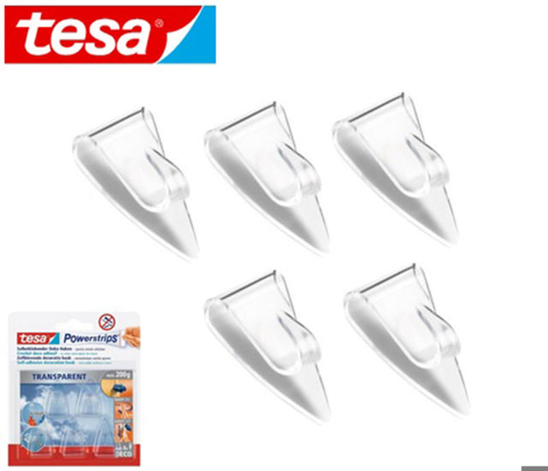 Tesa 5pcs set deco hook transparent, , medium-null