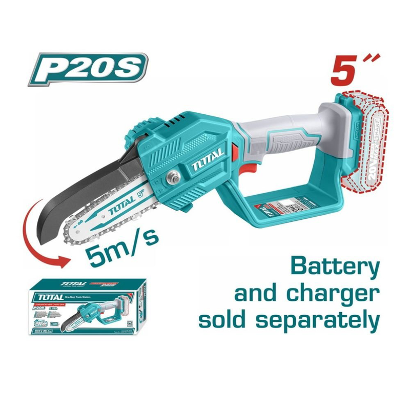 Product image: Total κλαδευτικό αλυσοπρίονο 5" μπαταρίας 20v solo, , medium-null