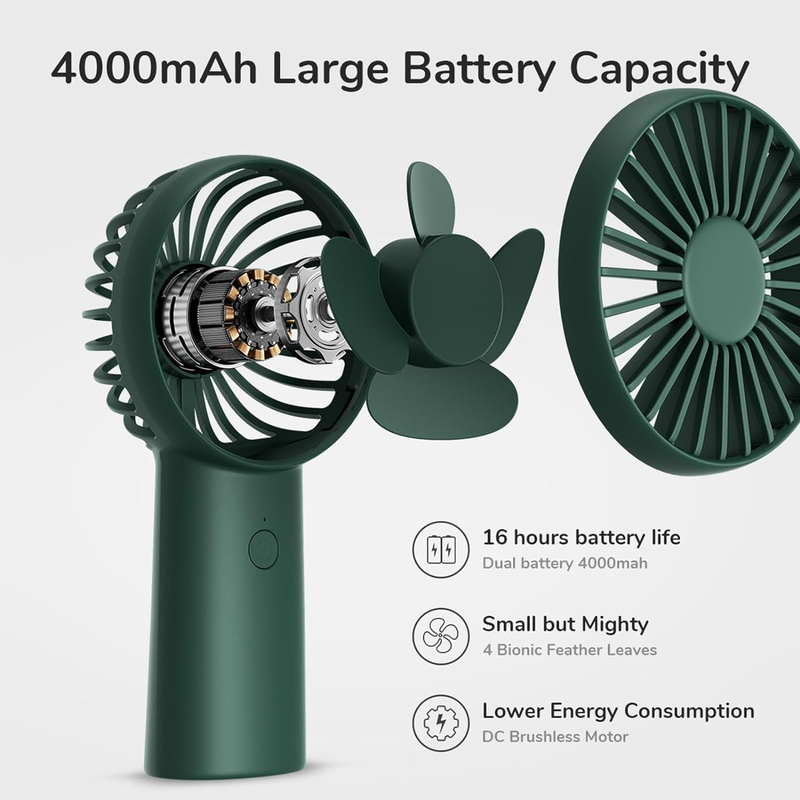 Jisulife portable personal fan fa20x green •rechargeable 4000mAh battery image number null