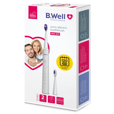 Bwell sonic electric med-870, toothbrush white, , medium