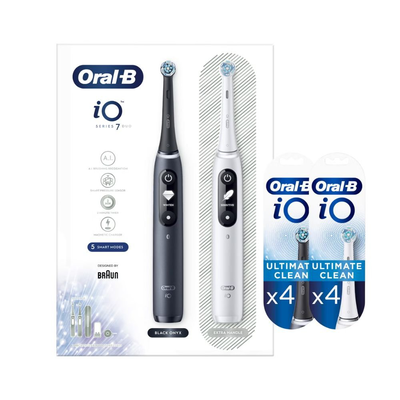 Oral-b io7 ηλεκτρική οδοντόβουρτσα μαύρη & λευκή – σετ διπλής συσκευασίας με 5 λειτουργίες καθαρισμού και έξυπνο αισθητήρα πίεσης, , medium