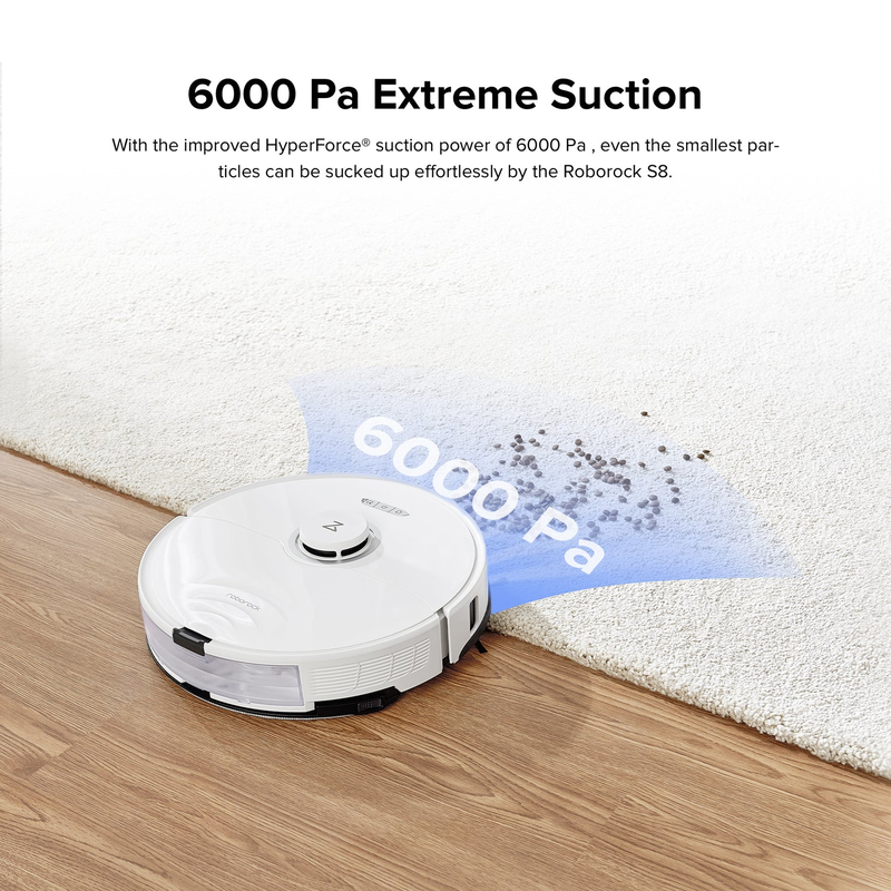 Roborock s8 robot vacuum with mapping carpet cleaning white-null