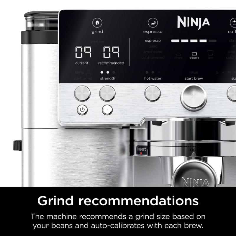 Ninja es601 espresso machine 1650w pressure 19bar for espresso and cappuccino silver-null