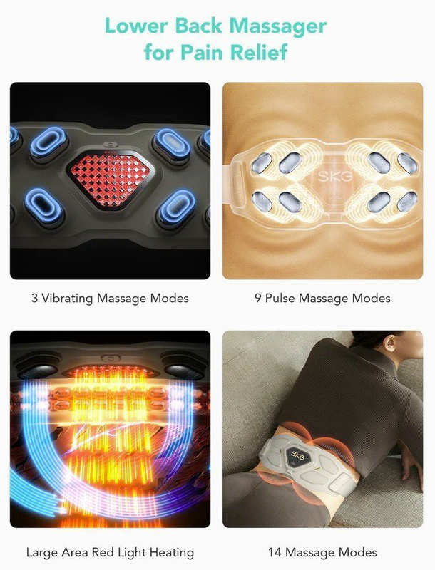 Skg waist massager hot compress-tens-vibration-moxib & app w9 pro, , medium-null