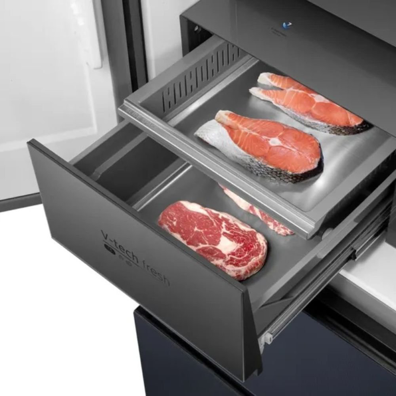 Product image: Midea smart side by side ψυγείο 515l inverter με pst+ αποστείρωση, v-tech fresh zone & Wi-Fi, nightsky black, , medium-null