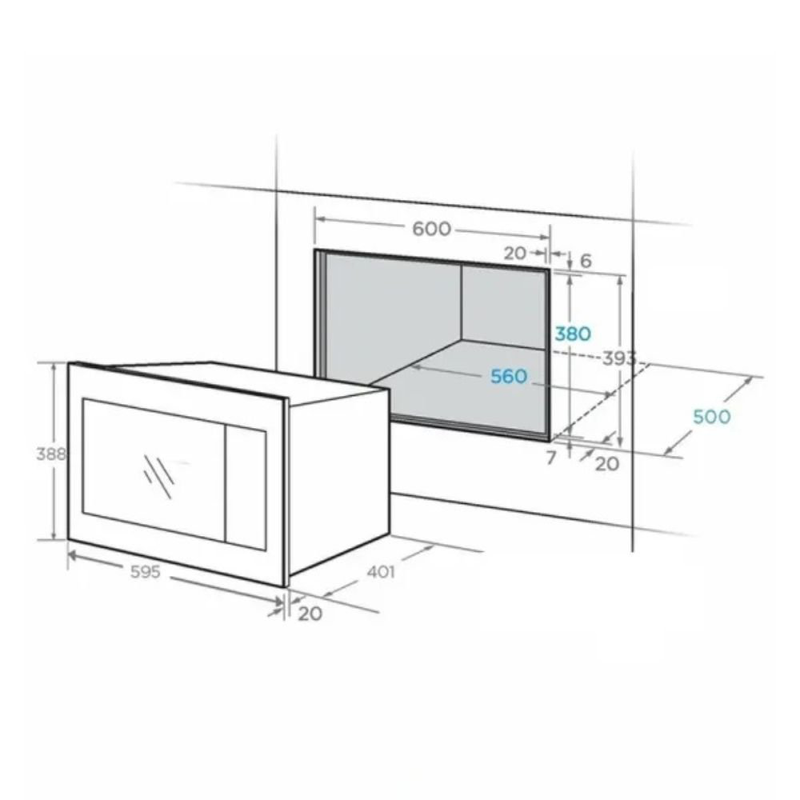 Product image: Midea εντοιχιζόμενος φούρνος μικροκυμάτων 25l 900w με grill, 2 λειτουργίες θέρμανσης & 8 προγράμματα, inox tg925e3bks, , medium-null