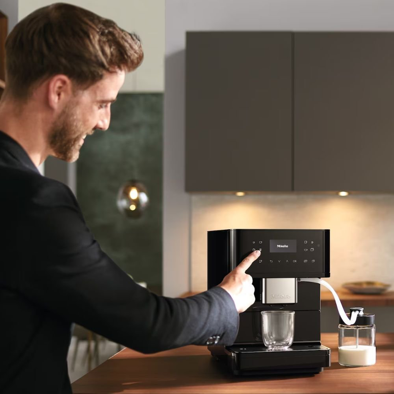 Miele cm 6160 milkperfection αυτόματη καφετιέρα espresso 1450w 15bar με Wi-Ficonn@ct, onetouch for two & teatimer obsidian black, , medium-null