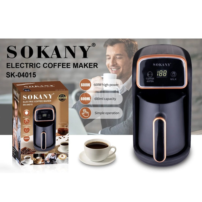 Product image: Sokany ψηφιακή μηχανή καφέ 600ml με εύχρηστη σχεδίαση & αυτόματη απενεργοποίηση, , medium-null