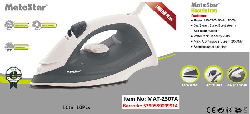 Matestar electric iron 1800w mat-2307a, , medium-null