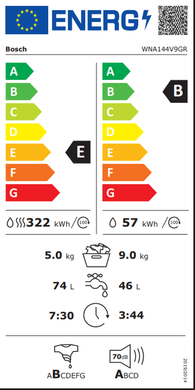Bosch wna144v9gr free standing washing machine & dryer 9kg/5kg, 1400rpm, 5 years guarantee series 4, , medium-null