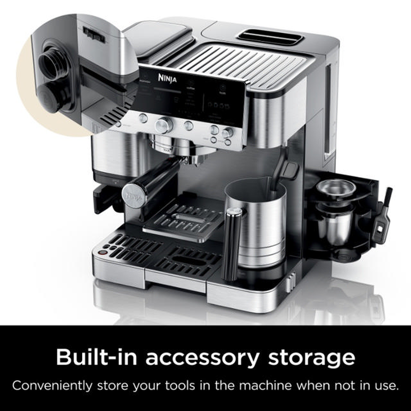 Ninja es601 espresso &mu;&eta;&chi;&alpha;&nu;ή 1650w &pi;ί&epsilon;&sigma;&eta;&sigmaf; 19bar &gamma;&iota;&alpha; espresso &kappa;&alpha;&iota; cappuccino silver-null