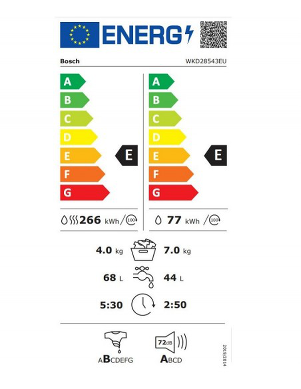 Bosch wkd28543eu fully integrated washing machine & dryer 7/4kg, 5 years quarantee, , medium-null
