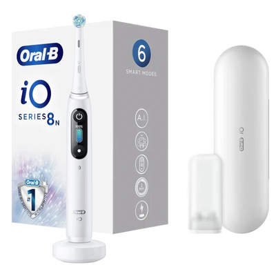 Oral-b iq8 magnetic white alabast toothbrush, White, medium
