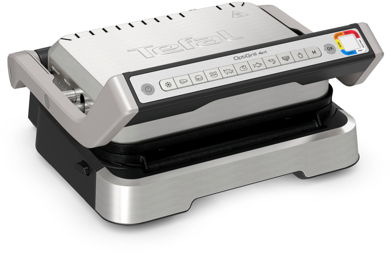 Tefal optigrill 4-in-1 tabletop electric grill with grooved plate 2100w stainless steel with lid and adjustable thermostat gc784d, , medium-null