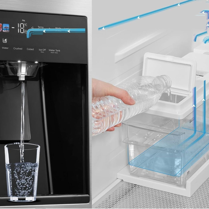 Midea ψυγείο side by side 573l dual inverter total no frost με smart+ cooling, διανομέα νερού & πάγου (χωρίς σύνδεση νερού), inox mdrs761myc46 , , medium-null