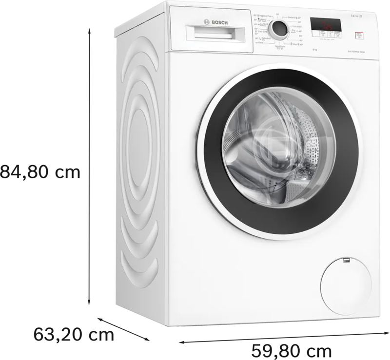 Bosch washing machine 8kg 1200 rpm wge03200by series 2, 5 years guarantee and 10 years on the motor, , medium-null