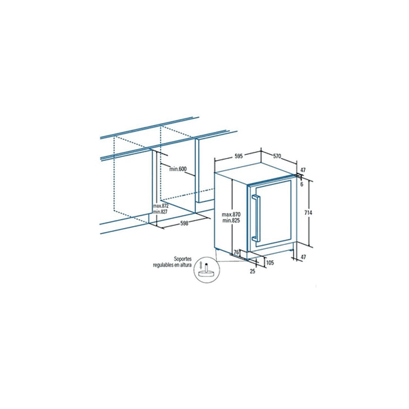 Cata wine cooler 07702004 -  vi 59082 para 46 bottles h 825-870 w595 d 570, , medium-null