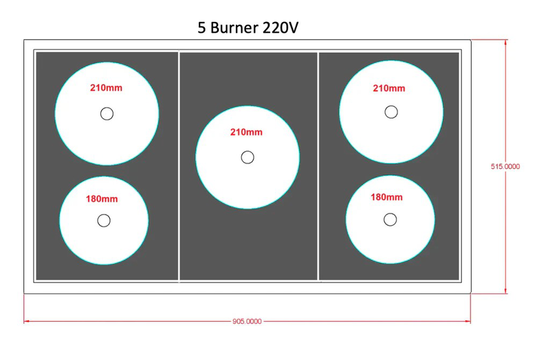 Invisacook 5 ring cooktop - 5 burner 220v, , medium-null