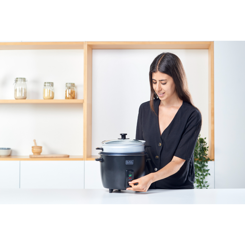 Black & decker food steamer 700w 1.8l - black, , medium-null