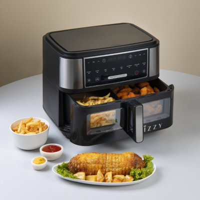 Izzy Air fryer with clear cook 10l black iz-dualxxl,  Izzy Air fryer with clear cook 10l black iz-dualxxl, , medium